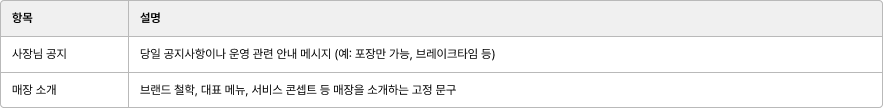 매장관리 전달사항